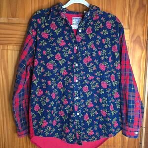 Vintage Andrew Blue Tricolor button down flannel Suze Medium